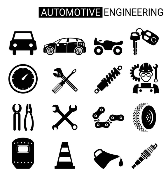 Conjunto de design de ícone de engenharia automotiva para a indústria — Vetor de Stock