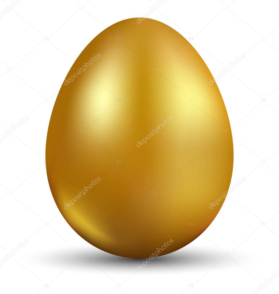 Golden egg isolated on white background for Easter day