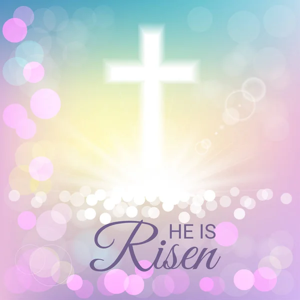 Shining with He is risen text for Easter day — Stock Vector