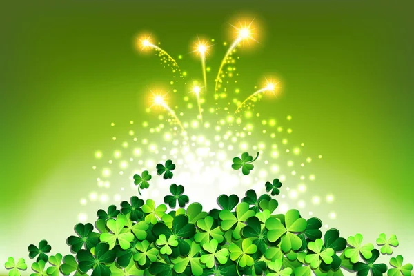 Lights on Shamrock for Patrick's day card — Stock Vector
