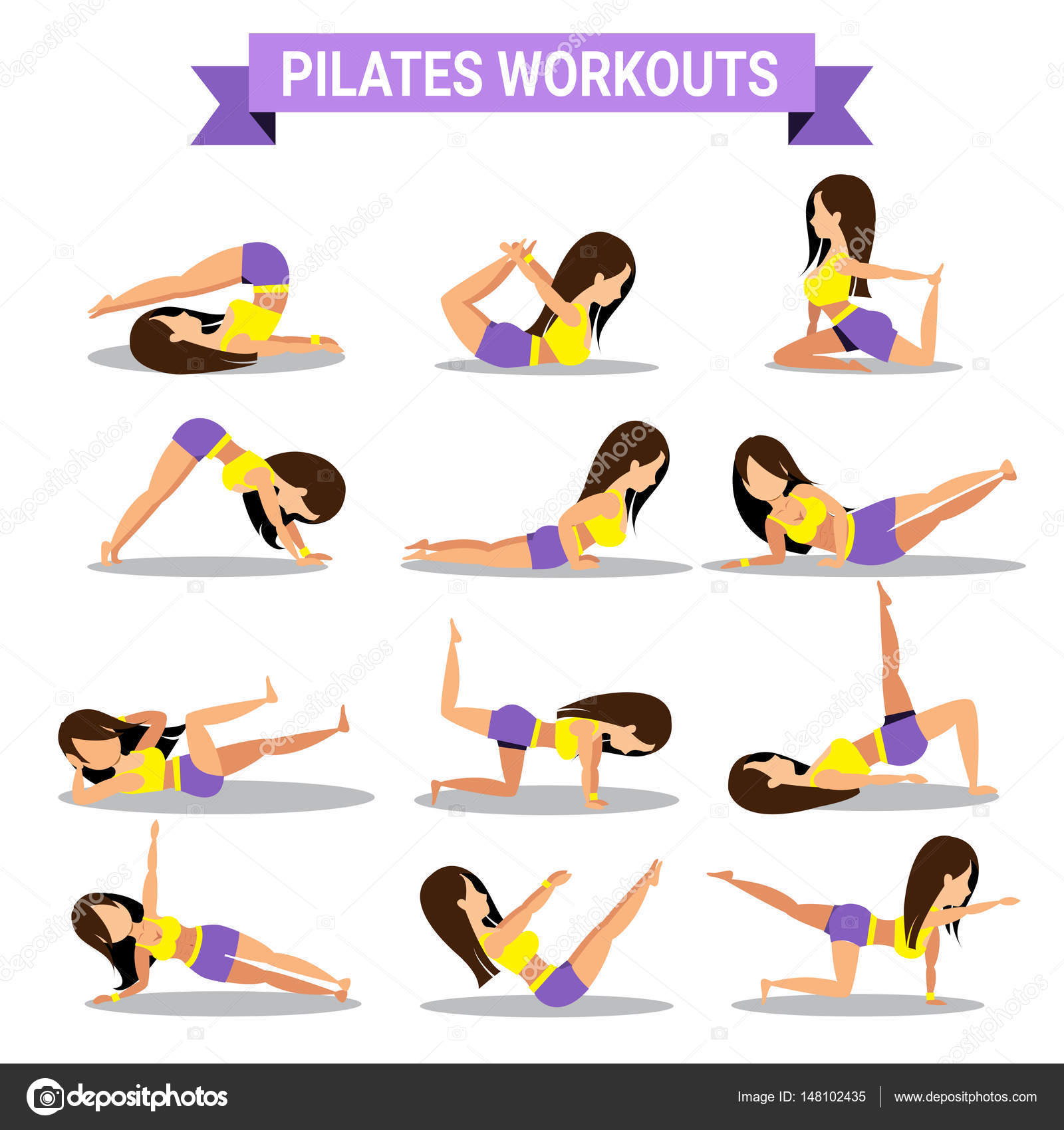 Set of pilates workouts design Stock Vector by ©rattikankeawpun 148102435