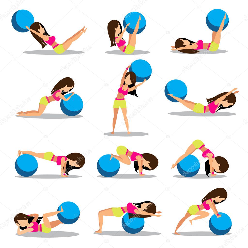 Set of exercise ball workouts design