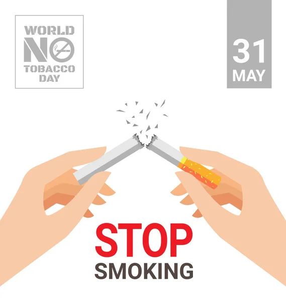 Hari Tanpa Tembakau Sedunia untuk berhenti merokok konsep - Stok Vektor