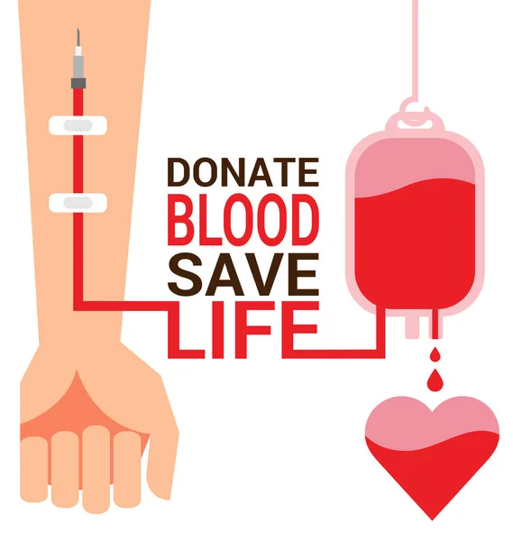 Taška krev s rukou pro Světový den dárců krve — Stockový vektor