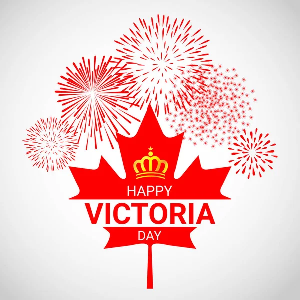 Canada maple Leaf  with fireworks for Victoria day — Stock Vector
