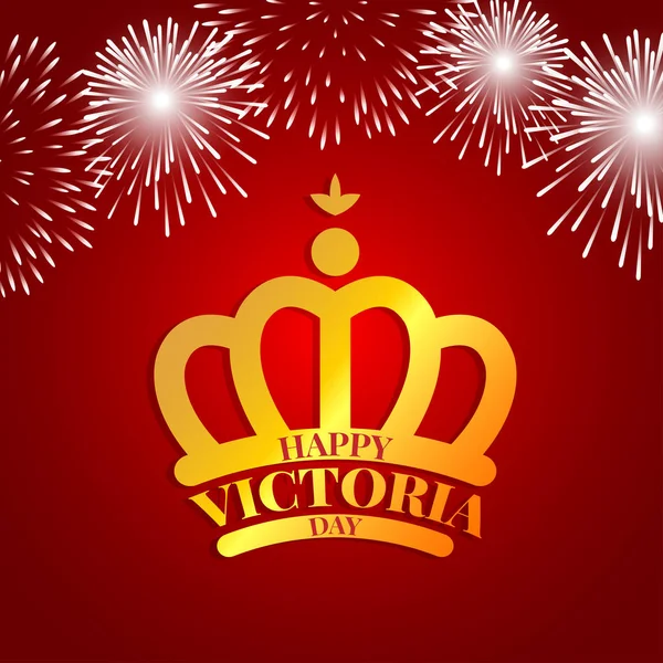 Golden crown with fireworks for Victoria day — Stock Vector