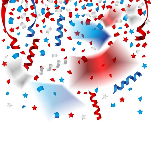 Beautiful confetti and party ribbons for independence day of USA — Stock Vector