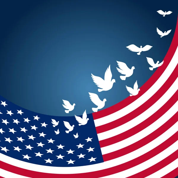 USAAmerican Flag with  flying pigeon  for Independence Day of US — Stock Photo, Image