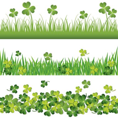 Yeşil shamrock sınırları St. Patrick günü kartı için ayarlar