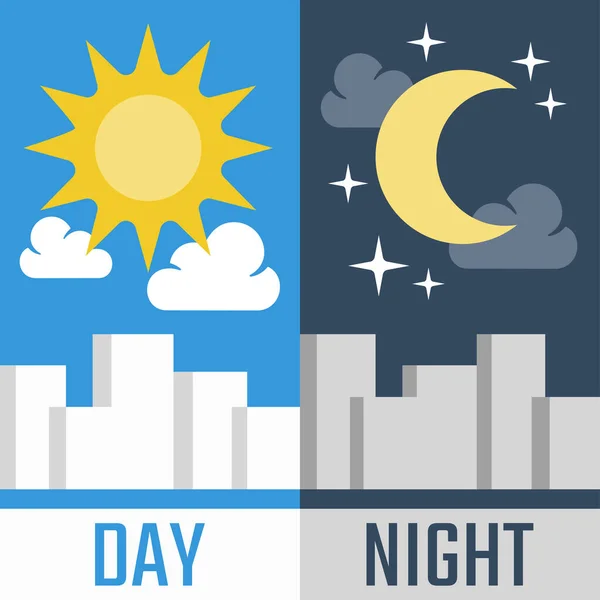 Day Night Vector Illustration Flat Style — Stock Vector