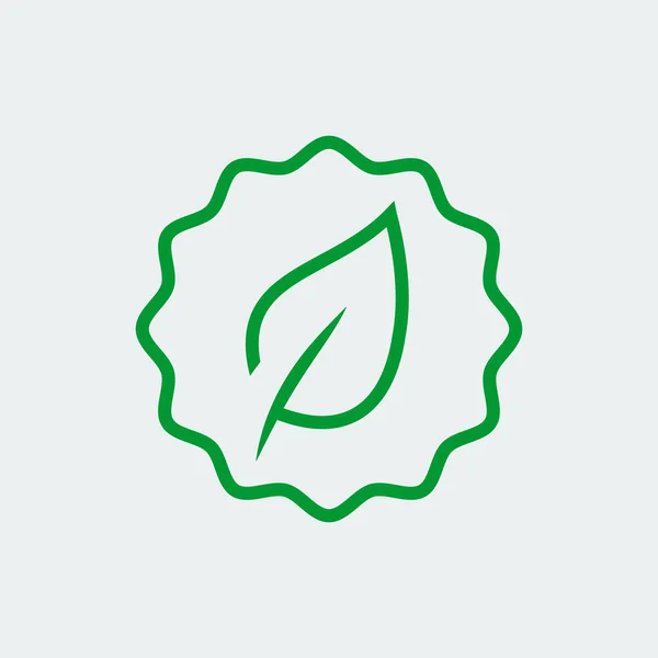 Eco Badge Icoon Dunne Lijn Stijl — Stockvector