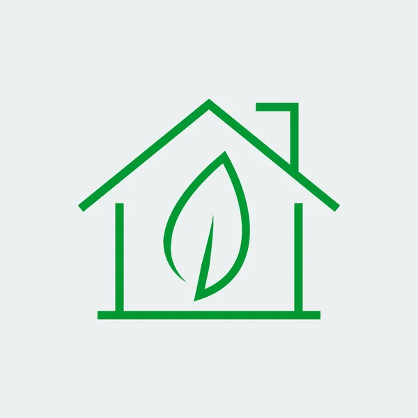 Eco Icono Casa Estilo Línea Delgada — Vector de stock