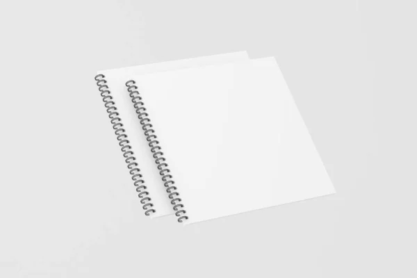 Bloco Notas Espiral Quadrado Branco Branco Renderização Mockup — Fotografia de Stock