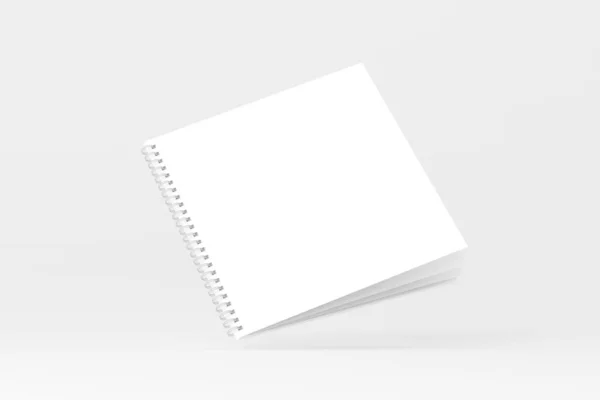 Notatnik Spiralny Kwadratowy Biały Blank Rendering Mockup — Zdjęcie stockowe