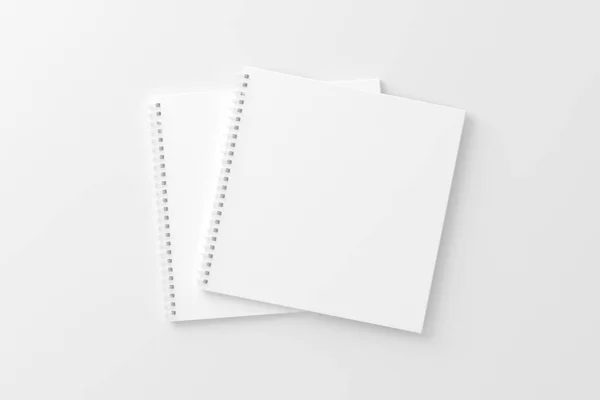 Tér Spirál Notebook Jegyzetfüzet Fehér Üres Renderelés Mockup — Stock Fotó