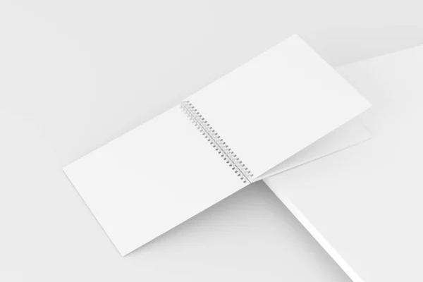 Bloco Notas Espiral Quadrado Branco Branco Renderização Mockup — Fotografia de Stock