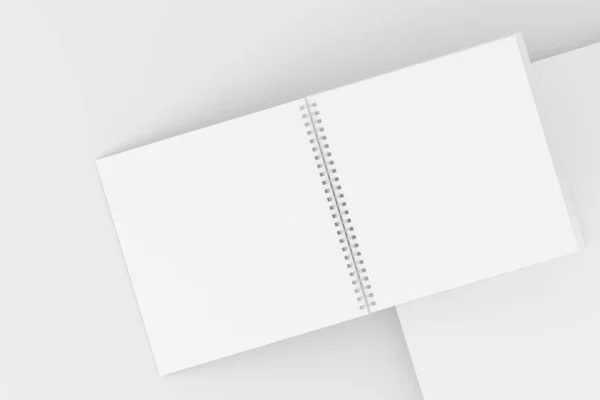 Cuadrado Cuaderno Espiral Bloc Notas Blanco Blanco Representación Burla —  Fotos de Stock