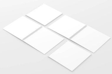 Kare Spiral Not Defteri Beyaz Boş 3d Hazırlama Modeli