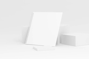 Kare Spiral Not Defteri Beyaz Boş 3d Hazırlama Modeli