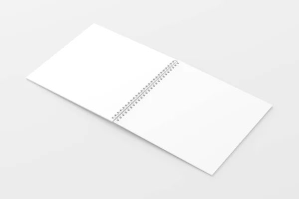 Blocco Note Quadrata Spirale Bianco Vuoto Rendering Mockup — Foto Stock