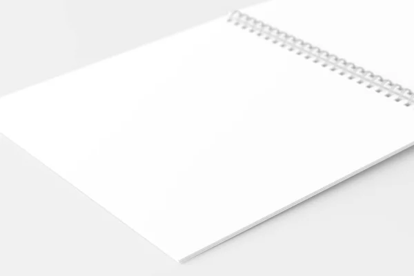 Bloco Notas Espiral Quadrado Branco Branco Renderização Mockup — Fotografia de Stock