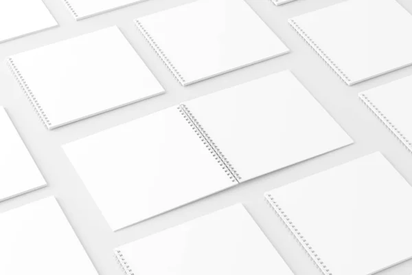 Vierkante Spiraal Notebook Notepad Witte Blanco Rendering Mockup — Stockfoto