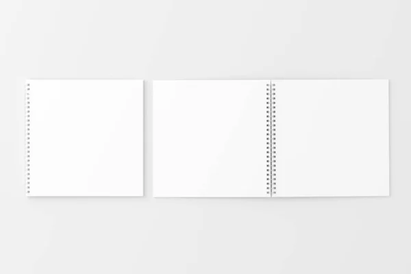 Square Spiral Notebook Notepad White Blank Rendering Mockup — Stock fotografie