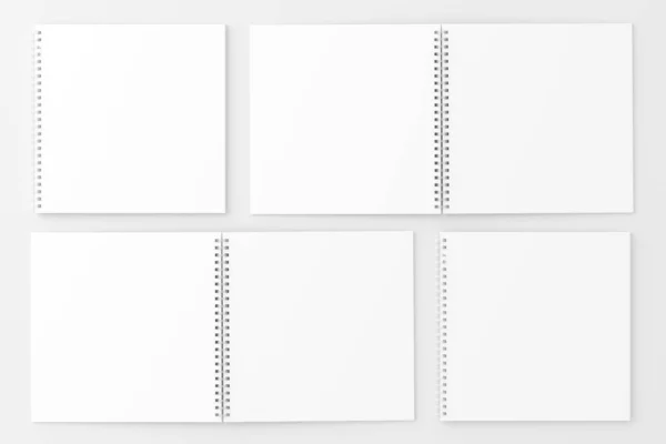 Cuadrado Cuaderno Espiral Bloc Notas Blanco Blanco Representación Burla — Foto de Stock