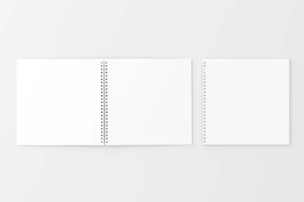 Квадратний Спіральний Блокнот Білий Порожній Макет Рендерингу — стокове фото