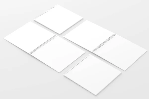 Τετράγωνη Spiral Notebook Notepad Λευκό Κενό Αποτύπωση Mockup — Φωτογραφία Αρχείου