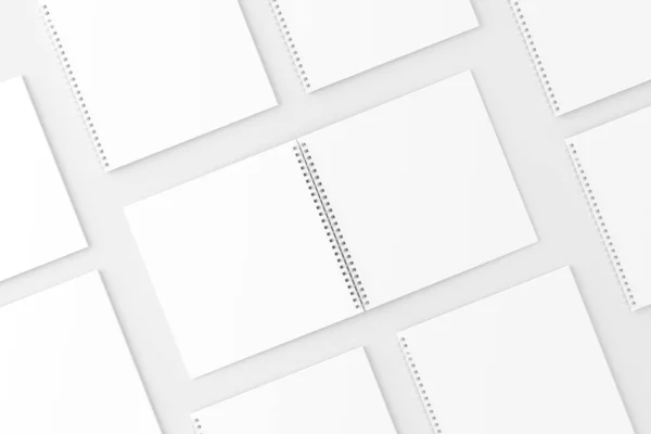 Square Spiral Notebook Notepad White Blank Rendering Mockup — Stock Photo, Image