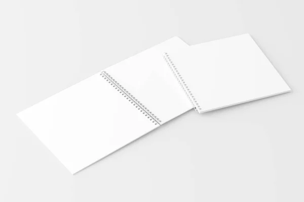 Cuadrado Cuaderno Espiral Bloc Notas Blanco Blanco Representación Burla — Foto de Stock