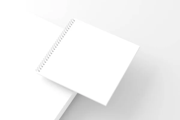 Square Spiral Notebook Notepad White Blank Rendering Mockup — Stock fotografie