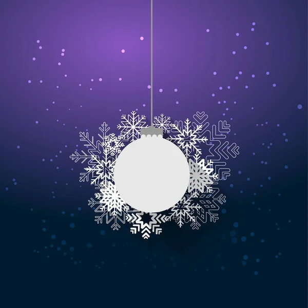 Abstrakte Weihnachtshintergrund Mit Schneeflocken Und Weihnachtskugel Flache Wirkung — Stockvektor