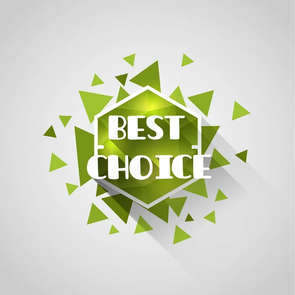 最高の選択緑の多角形結晶タグ — ストックベクタ