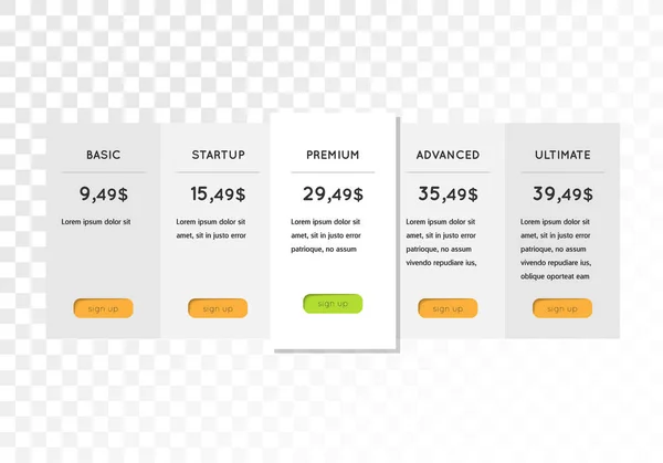 Modèle de plans de prix — Image vectorielle