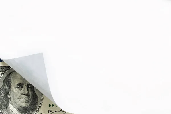 Obrázek papíru a sto dolarové bankovky — Stock fotografie