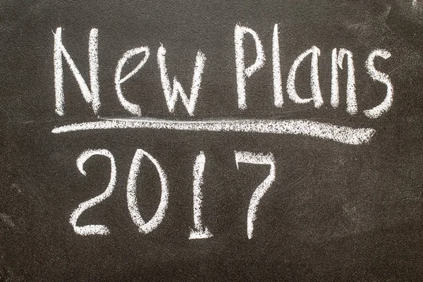 Nuevo Plan 2017 escrito a mano con tiza blanca en una pizarra — Foto de Stock