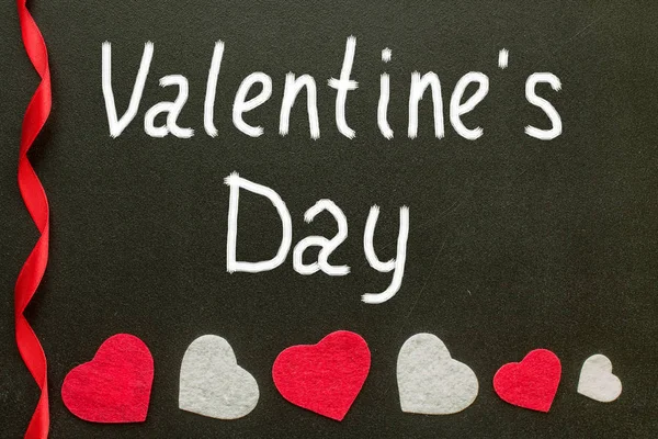 Valentine's day Hand writes on the chalk board — Stock Photo, Image