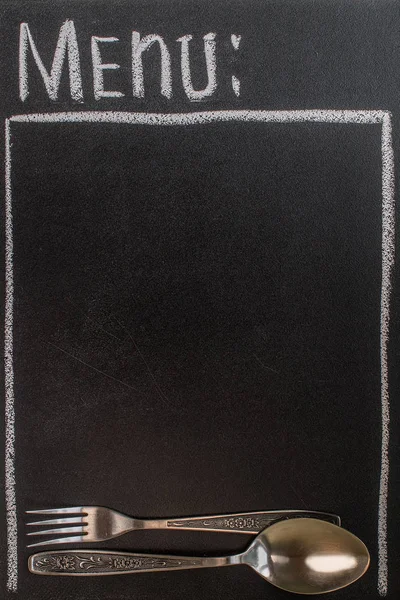 Menu  written with chalk on blackboard — Stock Photo, Image