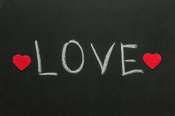 Love text written on chalkboard. — Stock Photo, Image
