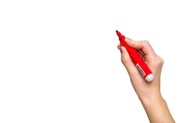 Kırmızı kalem tutan el