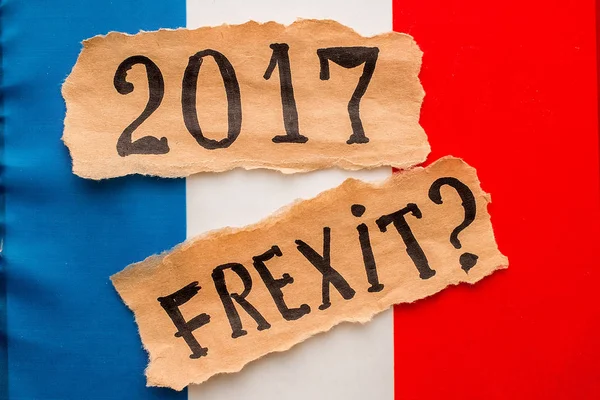 Elecciones en Francia. FREXIT 2017 inscripción en hoja de papel desgarrado — Foto de Stock