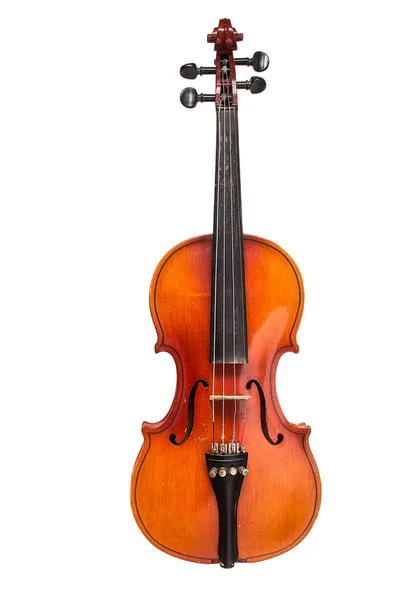Old violin on white background — Stock Photo, Image