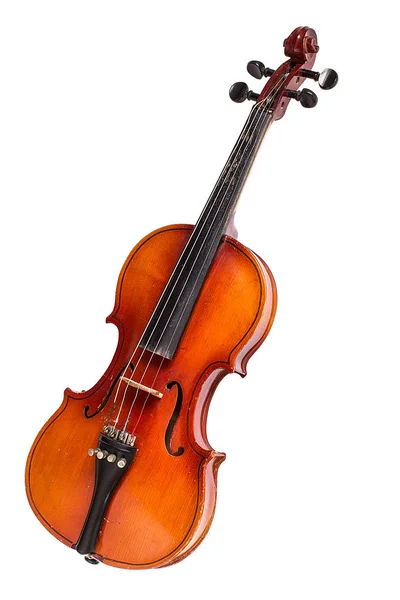 Old violin on white background. — Stock Photo, Image