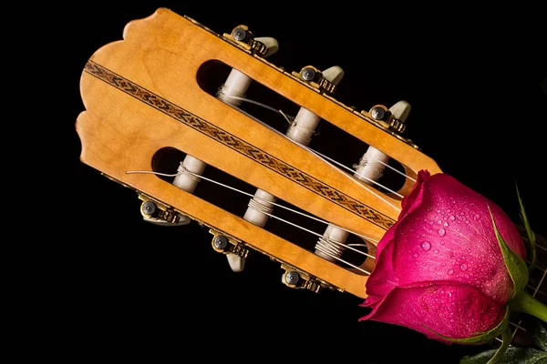 Romantic red roses on guitar — Stock Photo, Image