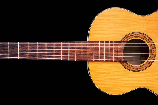 The old classical guitar  on black  background — Stock Photo, Image