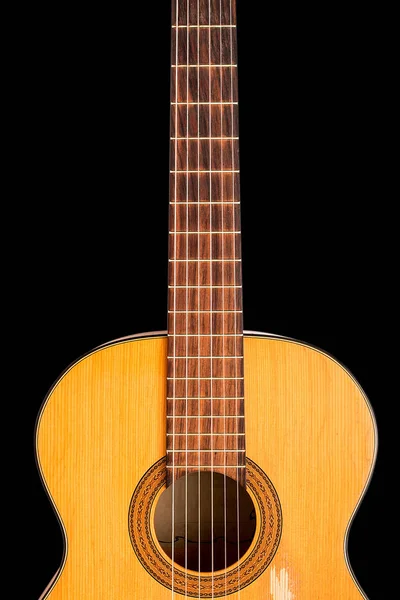 The old classical guitar   on black  background — Stock Photo, Image