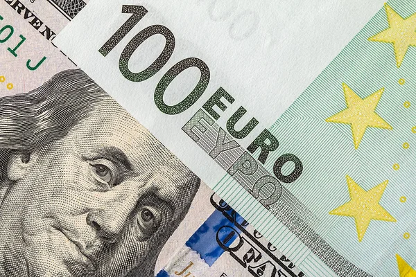 Achtergrond van het geld. Euro en de Dollar — Stockfoto