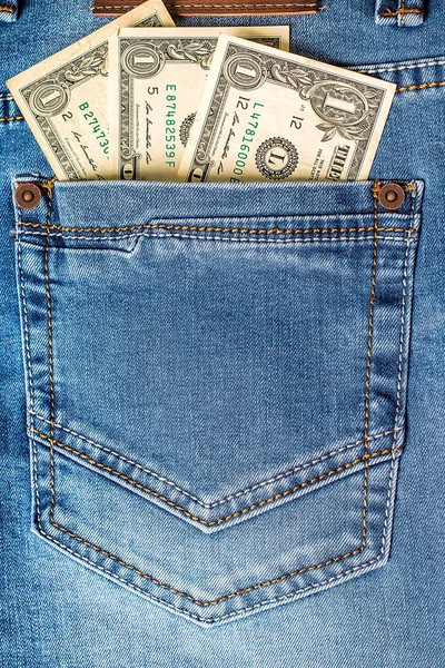 Amerykański Dolar rachunki w kieszeni jeansów — Zdjęcie stockowe